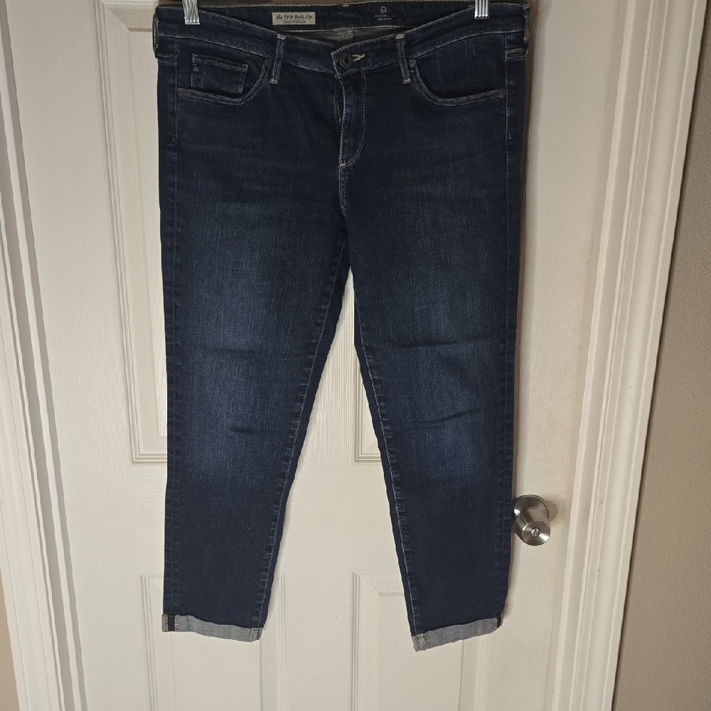 AG Adriano Goldschmied Dark Indigo Roll Up Jeans